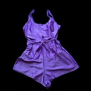 Blair 90s Vintage One Piece Purple Romper Swimsuit Sz 18W
